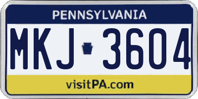 PA license plate MKJ3604