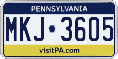 PA license plate MKJ3605