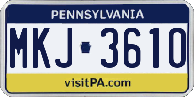 PA license plate MKJ3610