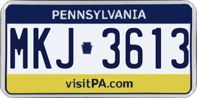 PA license plate MKJ3613