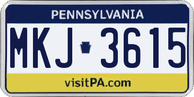PA license plate MKJ3615