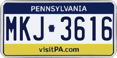 PA license plate MKJ3616
