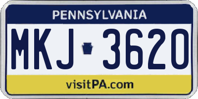 PA license plate MKJ3620