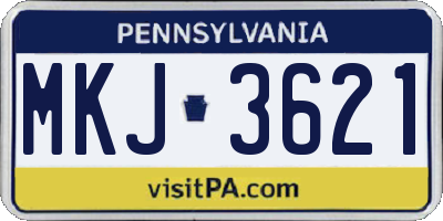 PA license plate MKJ3621