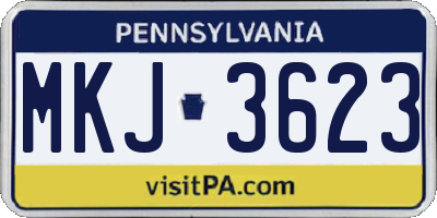PA license plate MKJ3623