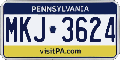 PA license plate MKJ3624