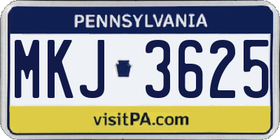 PA license plate MKJ3625
