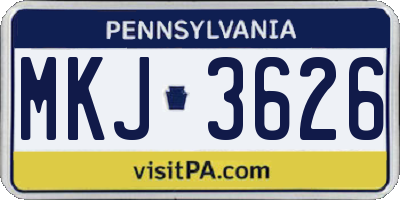 PA license plate MKJ3626