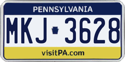 PA license plate MKJ3628