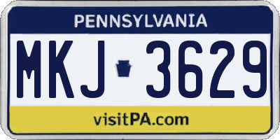 PA license plate MKJ3629