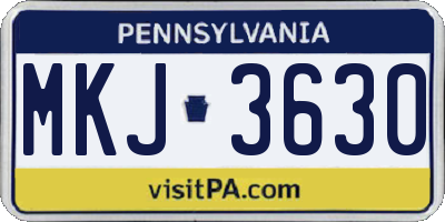 PA license plate MKJ3630