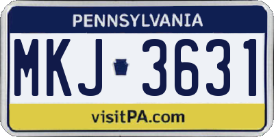 PA license plate MKJ3631