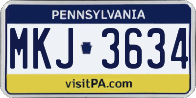 PA license plate MKJ3634