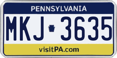 PA license plate MKJ3635