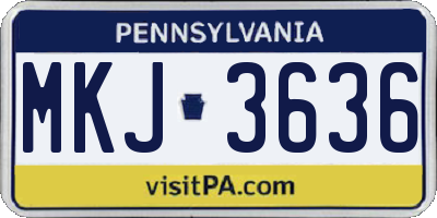 PA license plate MKJ3636