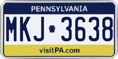PA license plate MKJ3638