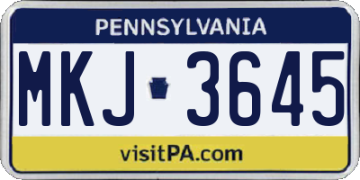 PA license plate MKJ3645