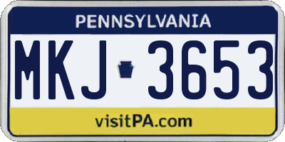 PA license plate MKJ3653