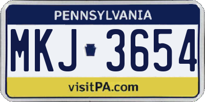 PA license plate MKJ3654