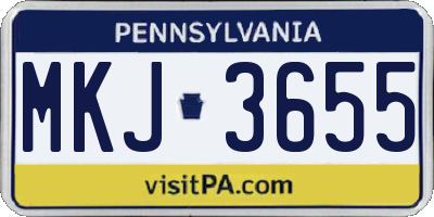 PA license plate MKJ3655