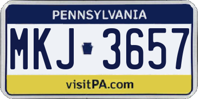 PA license plate MKJ3657