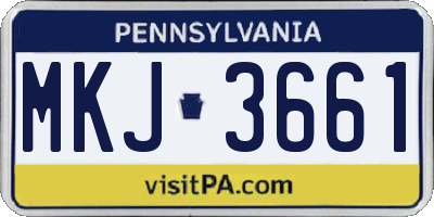 PA license plate MKJ3661