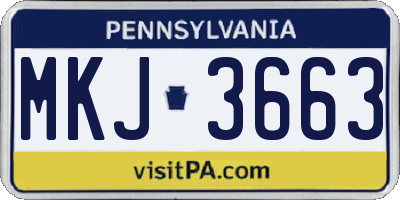 PA license plate MKJ3663