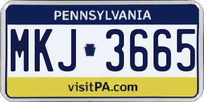 PA license plate MKJ3665