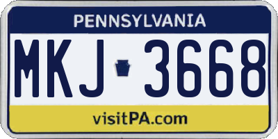 PA license plate MKJ3668