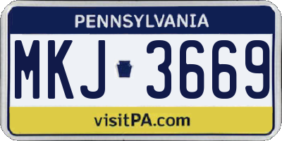 PA license plate MKJ3669