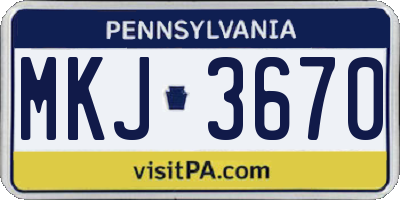 PA license plate MKJ3670