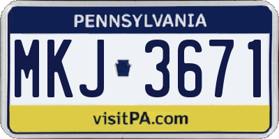 PA license plate MKJ3671