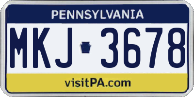 PA license plate MKJ3678