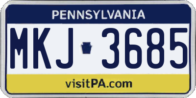 PA license plate MKJ3685