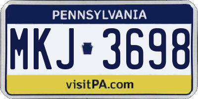 PA license plate MKJ3698