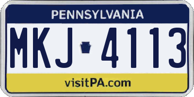 PA license plate MKJ4113