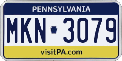 PA license plate MKN3079