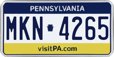 PA license plate MKN4265