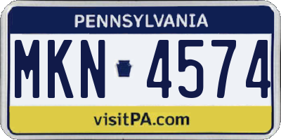 PA license plate MKN4574