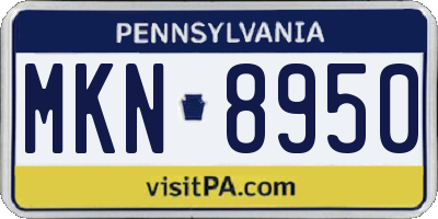 PA license plate MKN8950