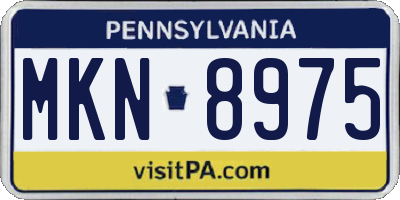 PA license plate MKN8975