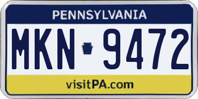 PA license plate MKN9472