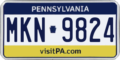 PA license plate MKN9824