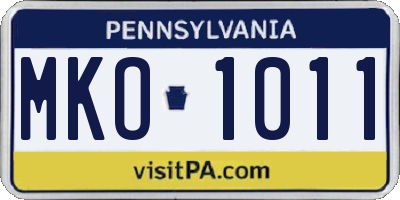 PA license plate MKO1011