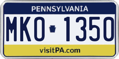 PA license plate MKO1350