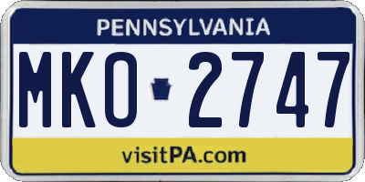 PA license plate MKO2747