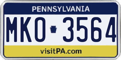 PA license plate MKO3564
