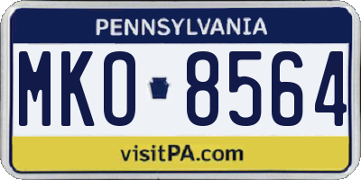 PA license plate MKO8564