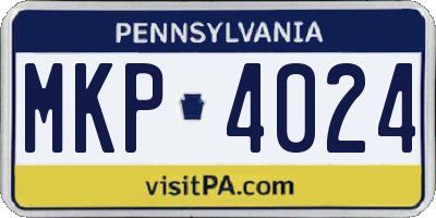PA license plate MKP4024