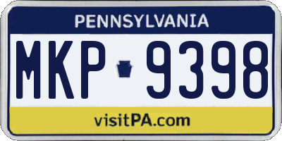 PA license plate MKP9398